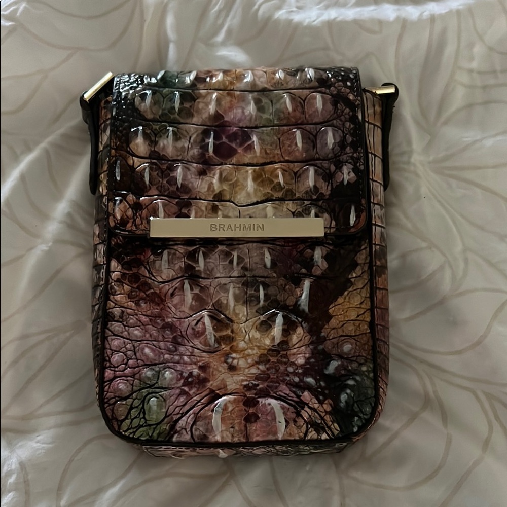 Brahmin Brown Crossbody Bag with Rugged Camouflage Design
